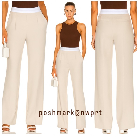 NWT ✨ Alexander Wang Pleated Wool Trousers High Waist Dress Pants Beige 0 XS - Picture 3 of 15